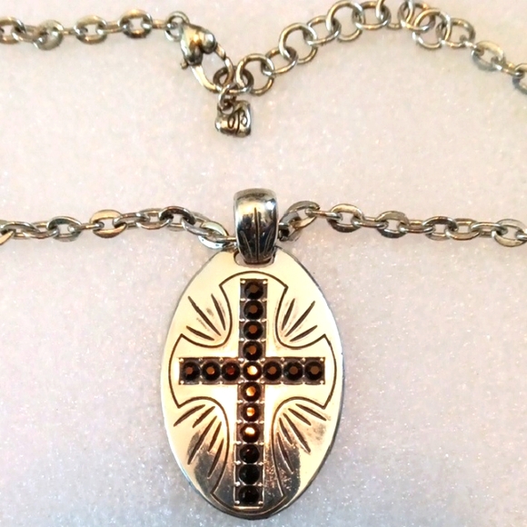 Brighton Jewelry - Brighton Silver Tone Cross Double Sided Pendant Necklace.